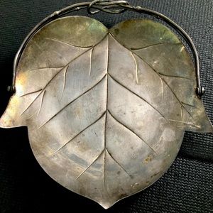 Sterling Art Deco Leaf Dish Tray *RARE* 998 Silver Japanese Vintage Asahi Shoten